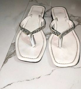 Chic White Embellished Flats