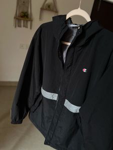 CHAMPION BLACK HOODED WINDBREAKER ZIPPER JACKET