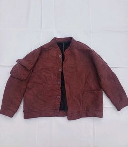 🔥Burgundy Quilted Button Jacket
