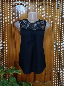 Black Embroidered Formal Tops