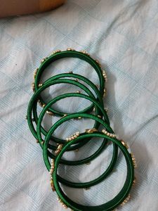 Green Thread Bangles With Earrings