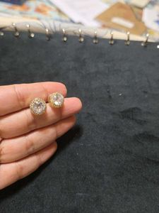 Gold White Gem Studs