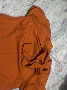 Orange Tie-Neck Blouse