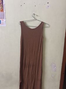 Brown Midi Slip Dress