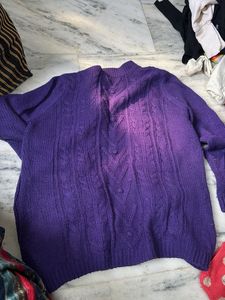 Purple Knit Cardigan