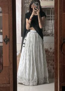 White Embellished Ethnic Skirt