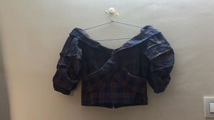 Navy Blue Crop Top Open Shoulder