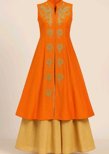 Title: Traditional Orange &amp; Beige Embroidered Anar
