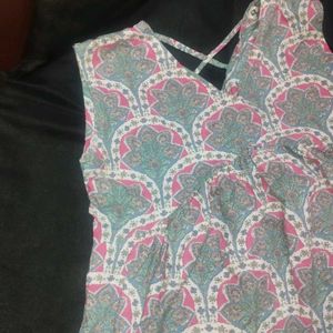 Paisley Print Top with Criss-Cross Back