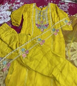 Yellow Embroidered Kurta Set