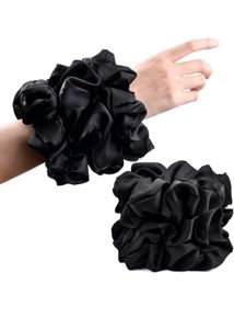 XXL SATIN BLACK Scrunchies,  Pack Of 3