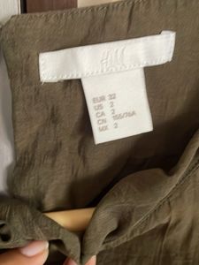 NEW H&amp;M Dark Olive Green Top With String Details