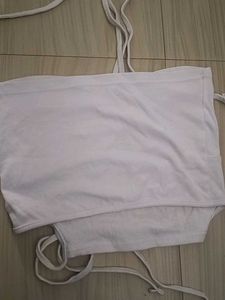 White Tie-Front Tube Top