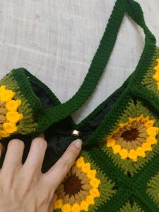 🌻Sunflower Crochet Side Bag