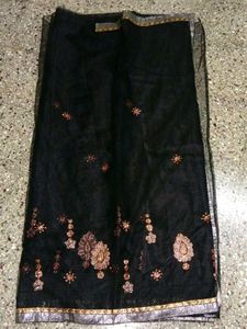 Beautiful Black Netted Saree With Blouse