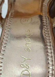 Embellished Rhinestones Metallic Finish Gold Heels