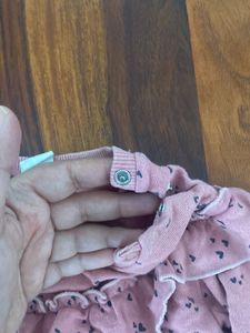 Pink Heart Print Ruffle Sweatshirt