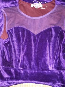 Purple velvet knee length Dress