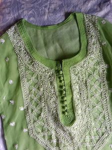 Lime Green Embroidered Kurti🌿💚✨