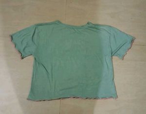Green positive vibes Cropped Tee