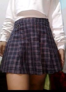 Plaid Pleated Mini Skirt