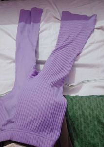 Purple Ribbed Leggings