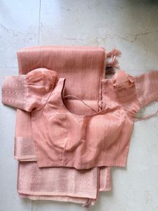 Unused Peach Saree