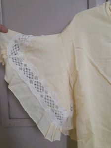 Stylish Loose Sleeves Lemon Yellow Top Plain