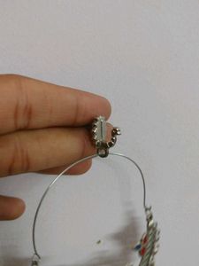 Silver Tone Jhumka Hoop Earrings