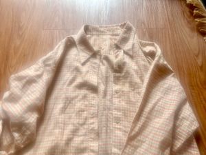 Tan & Peach Plaid Button-Down Shirt