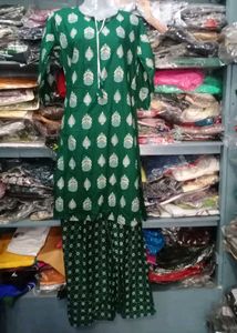 Green Floral Print Skirt Set