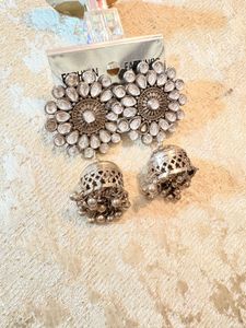 Silver Jhumka Earrings
