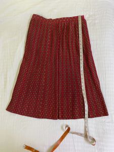 Red Pleated Skirt Waist 30