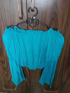 Blue Off-Shoulder Top