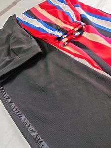 Striped &amp; Black Pants Set