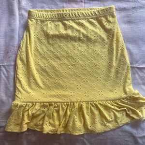 Yellow Ruffle Mini Skirt