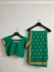 Emerald Green Saree with Gold Embroidery✨️