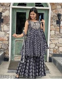 Elegant Blue Printed Kurta Set