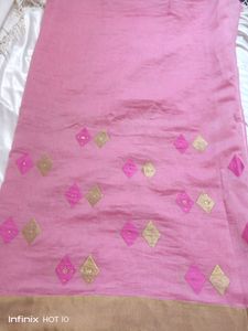 Baby Pink Colour Cotton Blended Saree