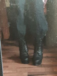 Black Platform Lace-Up Boots