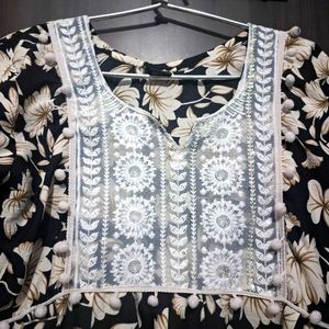 Floral Print Dress with Lace Detail