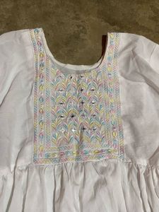 White dress kurti with ruffles