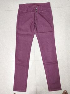 Purple High Waist Straight Fit Jeans
