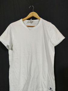 Women White Plain T-shirt | Bust 40| Length 26