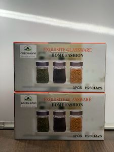 350ml Cube Glass Jar With Steel Lid Set Of 6