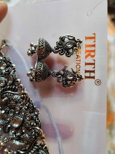Oxidized Silver Necklace &amp; Earring Set