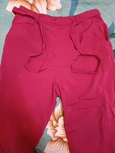 Stylish Maroon Tie-Waist Pants