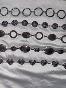 Silver Metal Belt Set