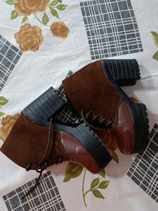 Brown Boots, High Heel - 3.5 inches, Material Sued