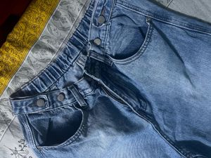 blue size adjustable baggy jeans